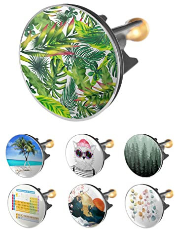 arteneur Bouchon de lavabo Arteneur 40 mm Feuilles de Jungle Bouchon Excentrique en Acier Inoxydable avec vis en Laiton Extra Lourde pour Un Maintien Stable | Bouchon de vidange Universel pour lavabo