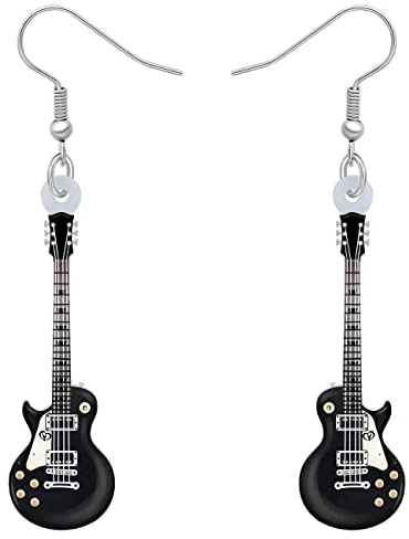 DUOWEI Acryl niedliche Musik Bass E-Gitarre Ohrringe Charms Instrument Tropfen baumeln Schmuck Geschenke für Frauen Teenager Mädchen (Bass C)