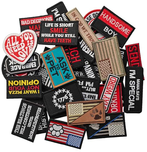 ZESION 10-teiliges zufälliges Moral-Patch-Set, gesteckt Naturleder-Patches für Mützen, Rucksäcke, Kleidung, Westen, militärische und taktische Ausrüstung