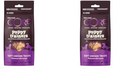 Wellness CORE Puppy Trainers, Leckerli Welpen, perfekt fürs Training, sanft, getreidefrei, fleischreich, Huhn & Karotten, 170g (Packung mit 2)
