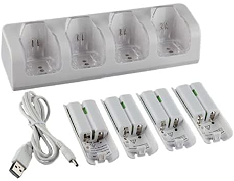 COMETX 4 unids 2800mAh células recargables y Wii Cell carga Dock Stand para Wii Remote Switch Accesorio