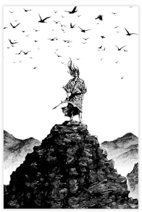 ALNILA Manga Vagabond 3 Leinwand-Poster, Wandkunst, Dekor, Bild, Gemälde für Wohnzimmer, Schlafzimmer, Dekoration, ungerahmt, 30 x 45 cm