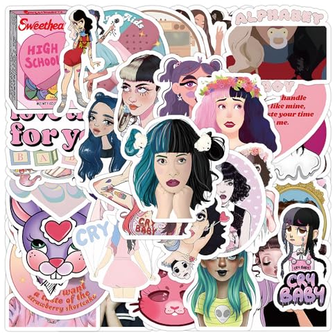 Singer Melanie Martinez Aufkleber – Ästhetische Vinyl-Stern-Idol-Aufkleber für Notebook, Wasserflasche, Kinder-Hydroflasche, Auto, Planer, Skateboard – Urlaubsgeschenke