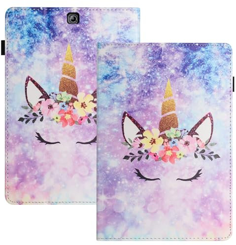 LSPCASA Protettiva Case Per Samsung Galaxy Tab S2 9.7 Pollici PU+TPU Materiale Cover Tablet Samsung Galaxy Tab S2 Con Slot Per Carte Custodia Tablet Samsung Galaxy Tab S2 unicorno