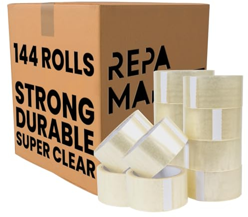 Repa Market 144 Rollen 48 mm x 60 m Transparentes Klebeband – Acryl Klebeband Durchsichtig – Superklares und Diskretes Polypropylen Verpackungsband - Packetbandrollen - Superklar Paketband