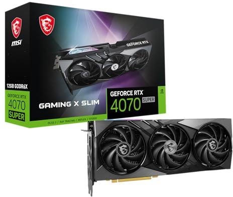 MSI Gaming RTX 4070 Super 12G Gaming X Slim Graphics Card (NVIDIA RTX 4070 Super, 192-Bit, Extreme Clock: 2655 MHz, 12GB GDRR6X 21 Gbps, HDMI/DP, Ada Lovelace Architecture)