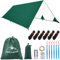 IEEILULU Bâche Anti-Pluie, 3x3m Camping Bâche Rain Tarp avec œillets 6 piquets et 6 Cordes, Imperméable Anti-UV Légère Bâche de Tente pour Hamac étanche Extérieures Randonnée