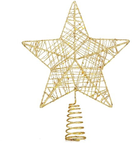 Punta per albero di Natale, punta per albero di Natale e albero di Natale, punta ideale per albero di Natale (oro, 1 x )