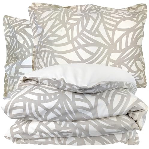 Parure 280x240 cm 50x70 cm 100% Coton Serena Beige écru 3 pièces
