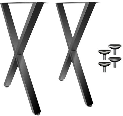 LONENESSL Table Legs, Heavy Duty Metal Table Legs Set of 2, X Shaped Furniture Legs with Screw and Feet Mat for Desk Coffee Table Dining Table, Industrial X Shaped Furniture Legs 50cm X 70cm
