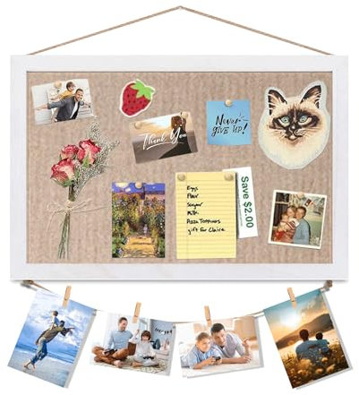 30 x 40 CM Pinnwand Kork Pinnwand mit Leinen Pinnwand aus Kork mit MDF-RahmenVision Board Pinwand Korktafel mit Holzrahmen für Wände Schmuck Notizen Sammlungen Fotos Büro Holzrahmen