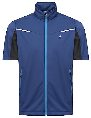 Little Donkey Andy Vestes softshell légères pour homme, coupe-vent à manches courtes, pour la randonnée, le cyclisme, la course, le golf, bleu, M