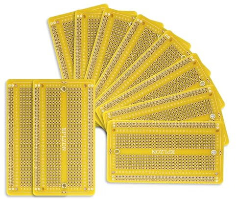 EPLZON 10 Pcs Solderable Breadboard PCB Board Gold-Plated Solder Breadboard for DIY Electronics Projects Apply to Soldering Projects 3.5x2.05 (Yellow)