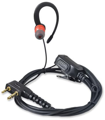 HYS Kopfhörer Headset | PTT-Headset in G-Form | 2-poliges für Funkgeräte | Kompatibel mit Midland G7 pro G8 G9 Pro M24 Plus M48 M99 G6 XT G7 XTR Alan HP450 (RED03C, 1)