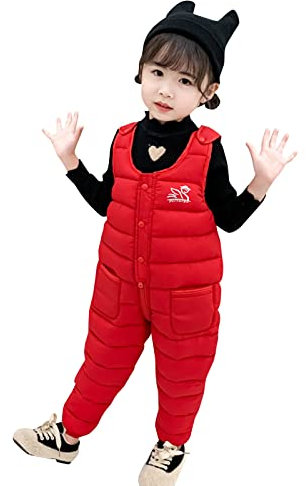 Bambino bambini neonato neonato neonato senza maniche tuta solida cotone imbottito salopette da sci tuta pantaloni tuta pantaloni abbigliamento abbigliamento pigiama bambini, Colore: rosso, 2-3 Jahre
