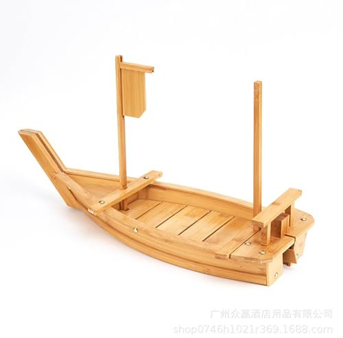 Sushi-Boot Hölzernes Serviertablett, Japanisch Natürlicher Bambus Sushi-Teller Abnehmbar Küche Meeresfrüchte Schiff Servierplatte Für Restaurantware Oder Zuhause, 80cm
