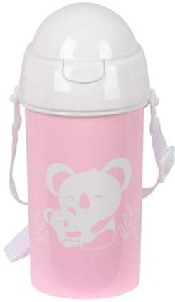 Safta PREESCOLAR KOALA - Botella de Apertura Automática, con Pajita, Botella de Agua, Sin BPA, con Bandolera, Cómoda y Ligera, 500 ml, 7.3x19.5 cm