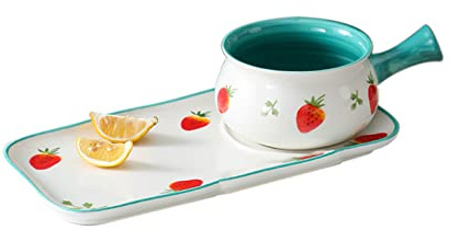 INFYDAY bowl,ramen bowl,salad bowl,/Fruit Patterns Soup Bowls with Cracker Holder, 23oz Soup and Sandwich Plate Combo, Soup and Side Bowls, for Breakfast, Bread Dipping Bowls-pin