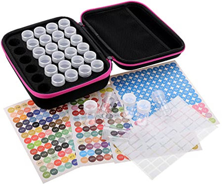 DIYEAH Coffret Doutils De Peinture Diamant Boîte De Rangement À 60 Emplacements Avec Étiquettes Pour Le Rangement Des Diamants