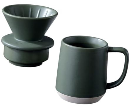 Housoutil Filtro Per Caffè in Ceramica Verde Da Caffè Filtro Da Latte Articoli Design Lineare Estrazione Ottimale Smaltato Ecologico e Raffinato