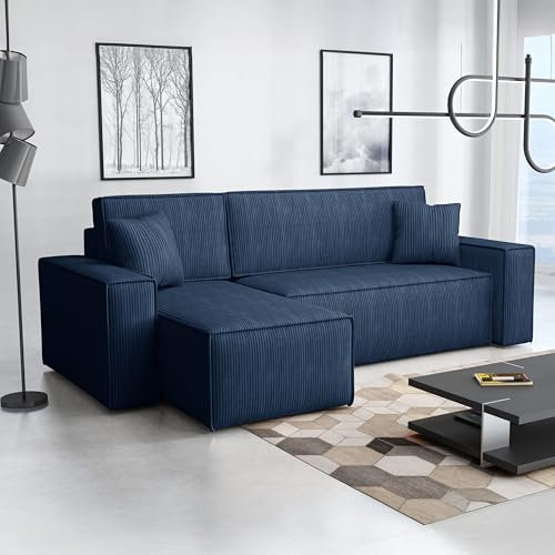Imebel Ecksofa mit Schlaffunktion 244x83x143 cm - Schlafsofa Ecksofa im Modernen Stil - Bequeme Schlafcouch L-Form - Multifunktionale Sofa mit Bettkasten - Eckcouch mit Bettfunktion