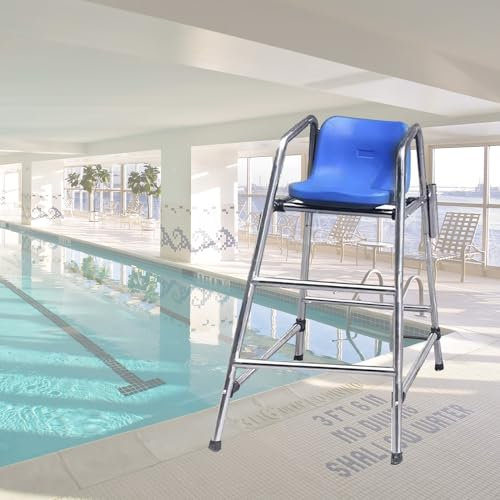 TYHAYJYK Sillas Salvavidas portátiles Altas para Piscina, sillas de terraza Desmontables para Exteriores de 1,2 m, 1,5 m y 1,8 m de Altura para Piscina, Taburete con Escalera y Asiento cómo