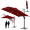 ISOISL Sombrilla 300 x 300 cm,sombrilla grande de jardín giratoria e inclinable,Parasol de terraza, protección UV50 para jardín o comedor al aire (Solares LED Sombrilla-Rojo, 300 x 300 cm)