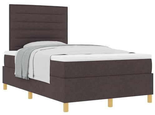 vidaXL Modernes Dunkelbraunes Bettgestell mit höhenverstellbaren Armlehnen, schmutzabweisendem Stoff, Maße 120 x 200 cm, stylisches, zeitgemäßes Design für Schlafzimmer, ideal für Paare und Singles.
