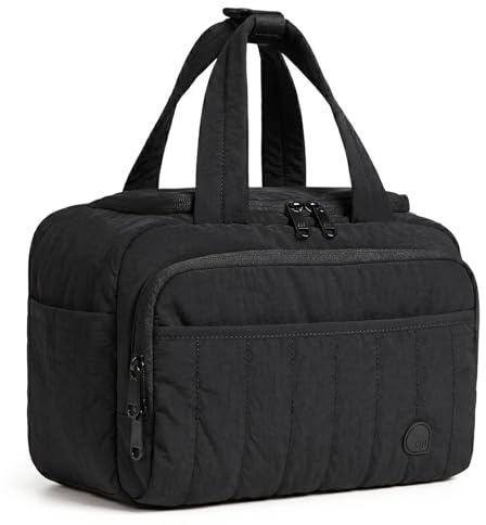 Reise Kosmetiktasche Damen, Weit Offene Kulturtasche, Make Up Tasche Große, Schminktasche Reise Leichte mit Gepäckwagengurt, Travel Makeup Bag mit Vielen Fächern für Toilettenartikel,Kosmetik(Schwarz)