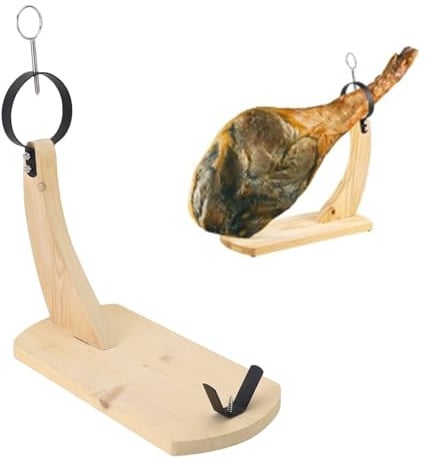 Denash Ham Stand, Wooden Ham Holder Stand Jamonero Holder Easy Assembly Jamon Holder Ham Cutting Rack for Spanish Hams and Italian Prosciutto (S)
