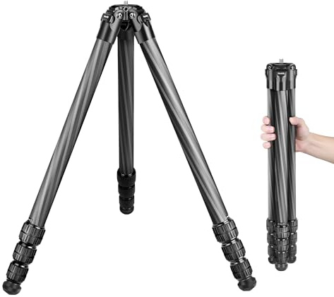 Manbily WZ-324 Carbon Fibre Camera Tripod for Shooting, 32mm Tube, Max. Load 20kg, 3/8 inch Screw, for DSLR Cameras, Clamps, Ball Head, Camcorder