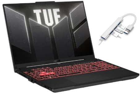 ASUS TUF 16” WUXGA 144Hz Gaming Laptop | AMD Ryzen 7 7445HS 3.2GHz | NVIDIA GeForce RTX 4050 | Backlit | Webcam | 32GB RAM DDR5 | 512GB SSD | Windows 11 Home | Bundle with USB 3.0 Hub