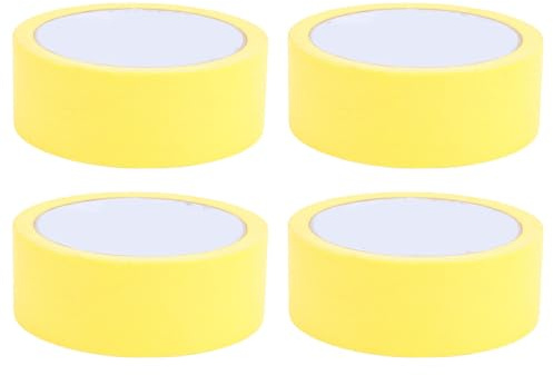 HELEVIA 5 Stück Abdeckband, 35 Mm X 20 M, Leicht zu Reißendes, Wasserdichtes, Beschreibbares Malerband, mit Starker Haftung, für die Wand- und Hausmalerei (Gelb)