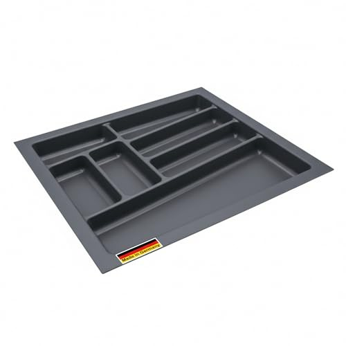 Spetebo Mehrzweck Besteckeinsatz grau 48 x 44 cm Küchenschubladen | Kunststoff, Made in Germany, Schiefergrau, Universal Organizer, Küchen Büro Bastel Utensilien