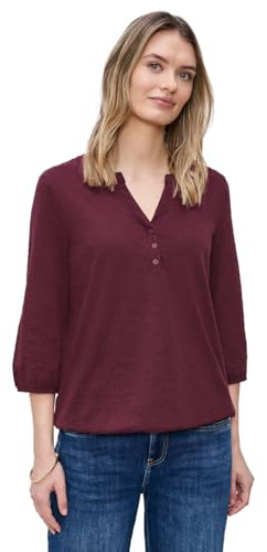Street One 3/4-Arm Shirt mit Split Neck und Knöpfen Truffle red 38