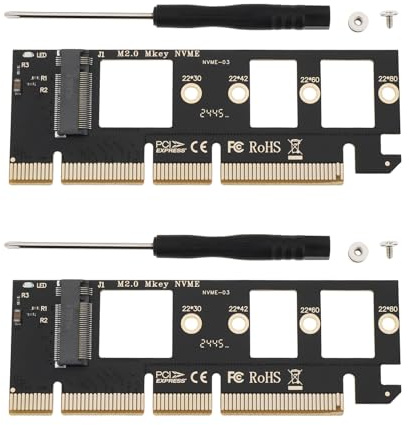 eMagTech 2Pcs M.2 NVMe SSD to PCI-E 4.0 X16 Adapter Compatible with NVMe 2230 2242 2260 2280 Hard Drives