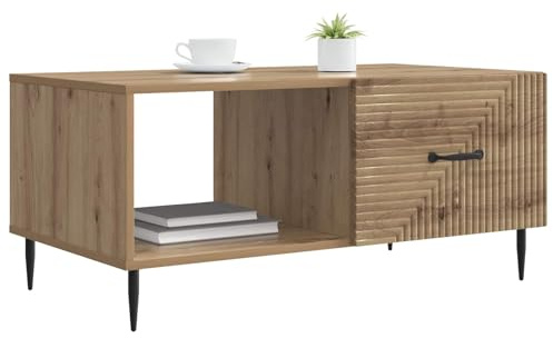 vidaXL Couchtisch Artisan-Eiche 90 x 50 x 40 cm Holzwerkstoff, Vintage rechteckiger Couchtisch, stylisches Möbel, viel Stauraum, modernes Design für Dein Wohnzimmer