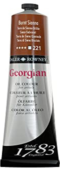 Daler Rowney Georgian Oil Paint Burnt Sienna 225ml Tube - Art Paints for Canvas Paper and More - Oil Painting Supplies for Artists and Students - Artist Oil Paint for Any Skill Set