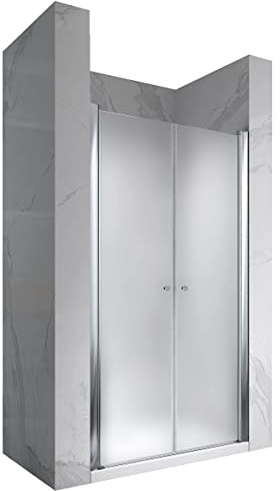 i-flair Duschtür Lima mit Pendeltüren, 75x195 cm Verstellbereich von 72-76 cm Höhe: 195 cm Nischentür Duschabtrennung aus satiniertem 6mm Nano ESG Sicherheitsglas - DTF 195