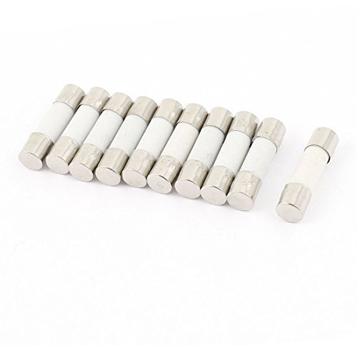 sourcing map 10 Stück Schnell Wirkende Keramiksicherungen Röhren 5mm x 20mm 250V 25A F25A