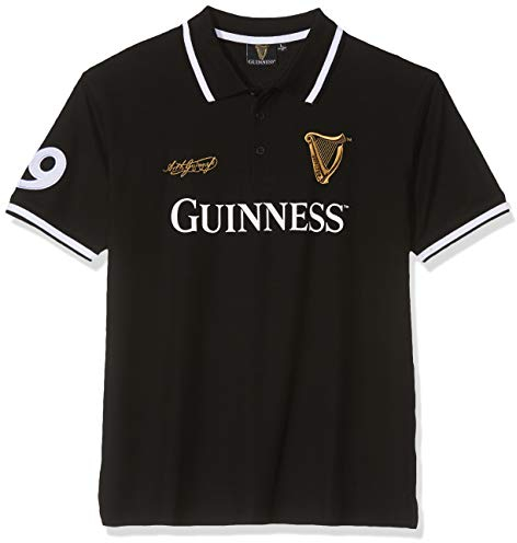 Guinness BLK Guin 59 White STR Collar S/S Polo, Noir (Noir Noir), M Homme