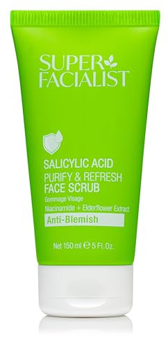 Super Facialist Salicylic Acid Purify & Refresh Facial Scrub 150ml - Biodegradable Micro Beads Exfoliate Skin Cells Removing Dirt & Impurities. Tackles Spots & Acne Prone Skin
