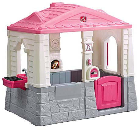 Step 2 85309 - Gartenhaus für Kinder in Rosa, Outdoorhaus, Kinderspielzeug, mit Küche, Klingel und Zubehör, Spielhaus, groß, ab 18 Monaten, Spielzeug und Geschenke