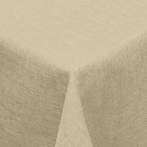 Textil Tischdecke Leinen-Optik 160x160cm eckig mit Fleck-Schutz Sand *schwere Qualität* Farbe wählbar