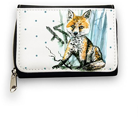 ilka parey wandtattoo-welt Portemonnaie Geldbörse Portmonee Brieftasche Geldbeutel Geldtasche Fuchs im Winterwald gk061