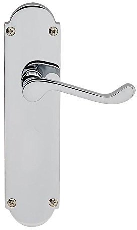 8 Victorian Scroll Lever Latch Door Handle on Backplate - Polished Chrome (Lock)