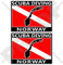 NORWEGEN SCUBA DIVING Flagge-Norwegische Kartenform 75mm Rechteckige Auto & Motorrad Aufkleber, x2 Vinyl Stickers