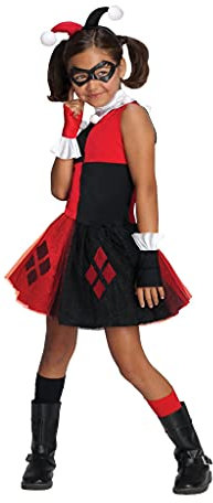 Girls Childs Harley Quinn Tutu Costume Fancy Dress Costume Outfit Halloween M