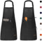 Viedouce 2 Pezzi Grembiule da Ristorante BBQ Bar Chef Cucina,Regolabile con Tasche Impermeabile, Uomo Donna (Nero)