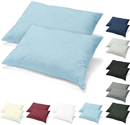 CelinaTex Active Kopfkissen Bezug Doppelpack Set 40x80 Aqua blau Baumwolle Jersey Nackenkissen Kissenhülle 5001529